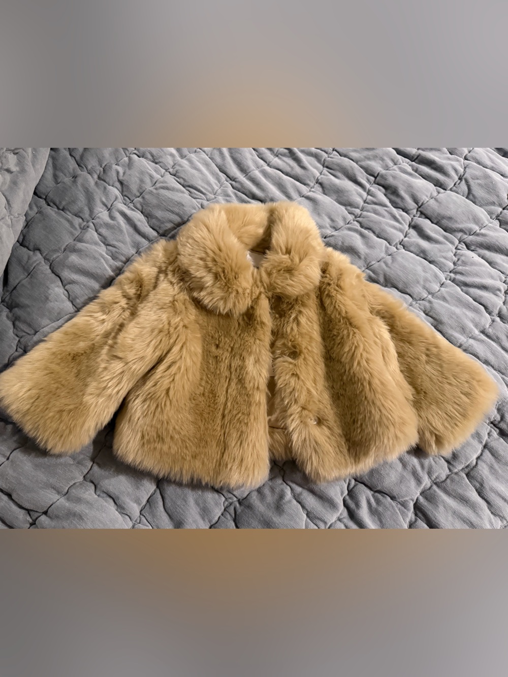 Janie and Jack Beige Faux Fur Cropped Jacket